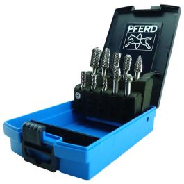 PFERD BURR SET TUNGSTEN CARBIDE 1/4 INCH 10PCE